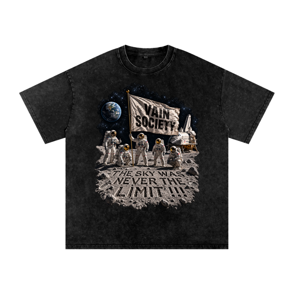 SKY WAS NEVER THE LIMIT Snow Washed Oversized Cotton T-Shirt