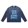 Ice vain Unisex Vintage Wash Distressed Layer T-Shirt